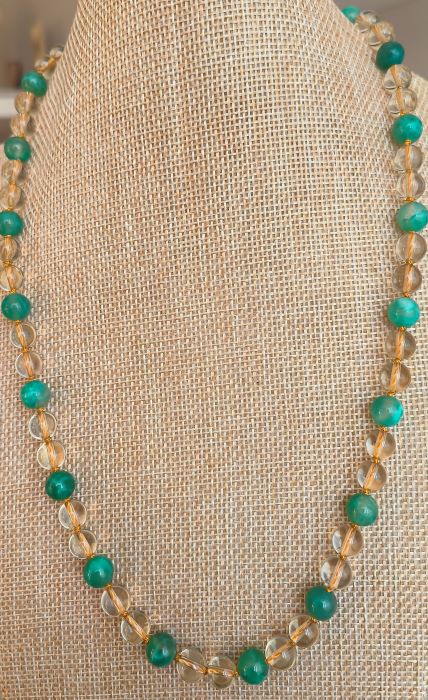 Kette Lemonquarz, Achat und 925 Sterling Silber