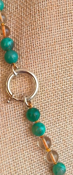 Kette Lemonquarz, Achat und 925 Sterling Silber – Bild 2