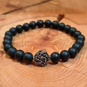 herrenarmband 8 mm achatkugeln und geschwaerztes silber 925